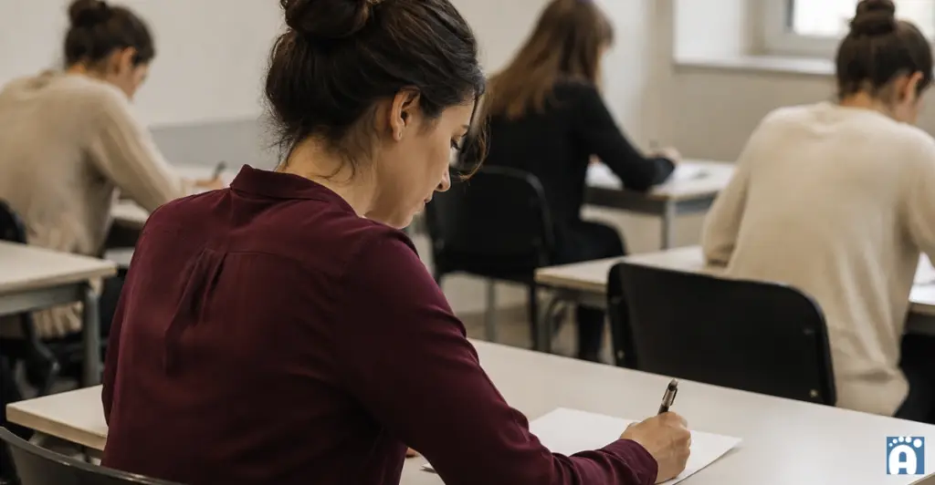 Candidates lors de l'épreuve écrite du concours ATSEM.